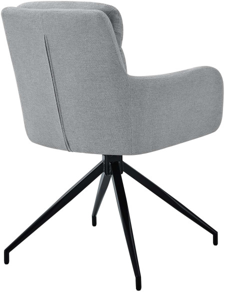 Fauteuil de table moderne pivotant en Tissu Gris clair Métal Noir Xanten - 2