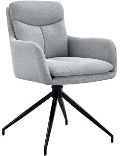 Fauteuil de table moderne pivotant en Tissu Gris clair Métal Noir Xanten - 1