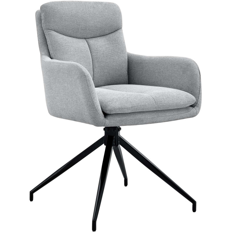 Fauteuil de table moderne pivotant en Tissu Gris clair Métal Noir Xanten - 1