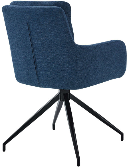 Fauteuil de table moderne pivotant en Tissu Bleu Métal Noir Xanten - 2