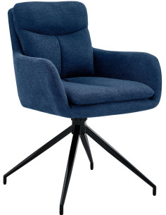 Fauteuil de table moderne pivotant en Tissu Bleu Métal Noir Xanten - 1