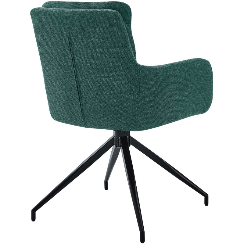 Fauteuil de table moderne pivotant en Tissu Vert Métal Noir Xanten - 2