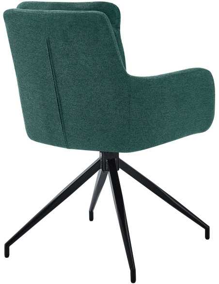 Fauteuil de table moderne pivotant en Tissu Vert Métal Noir Xanten - 2
