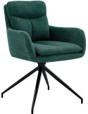 Fauteuil de table moderne pivotant en Tissu Vert Métal Noir Xanten