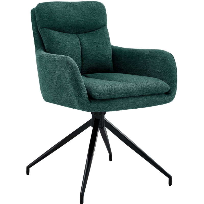 Fauteuil de table moderne pivotant en Tissu Vert Métal Noir Xanten - 1