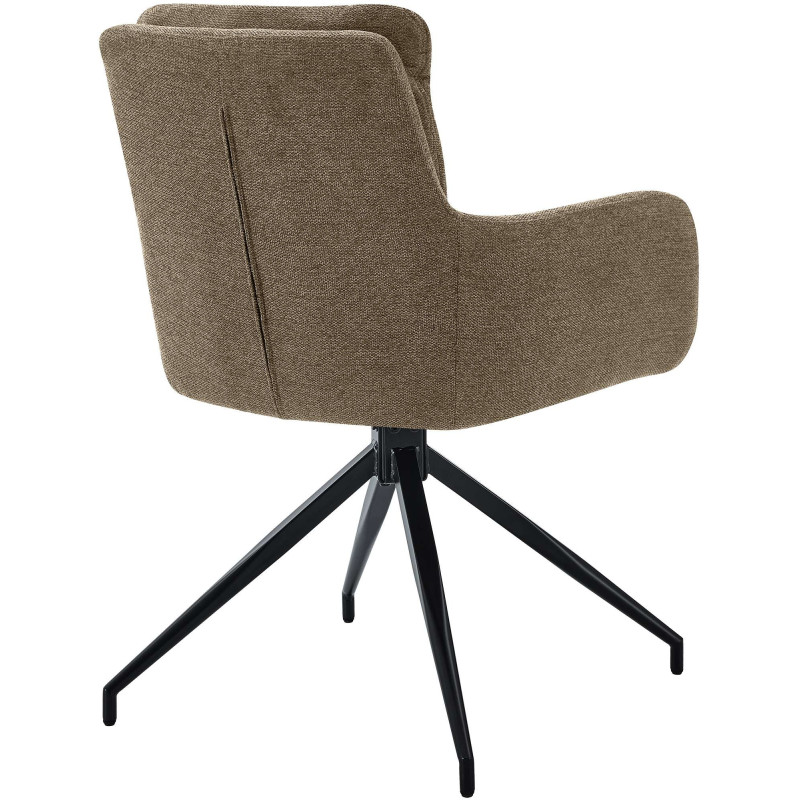 Fauteuil de table moderne pivotant en Tissu Marron Métal Noir Xanten - 2
