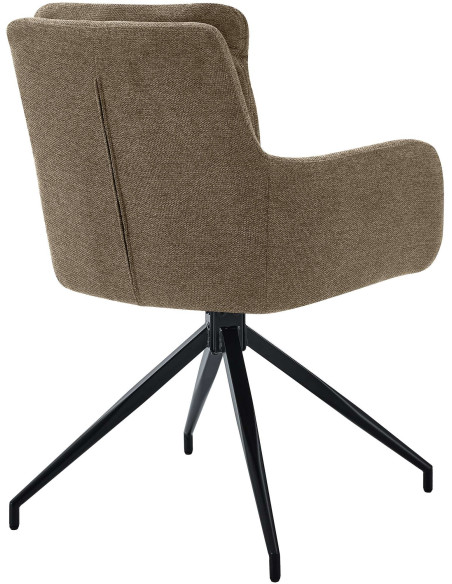Fauteuil de table moderne pivotant en Tissu Marron Métal Noir Xanten - 2