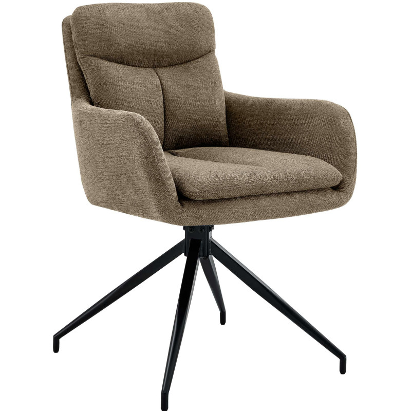 Fauteuil de table moderne pivotant en Tissu Marron Métal Noir Xanten - 1