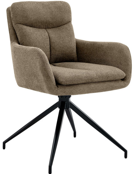 Fauteuil de table moderne pivotant en Tissu Marron Métal Noir Xanten - 1