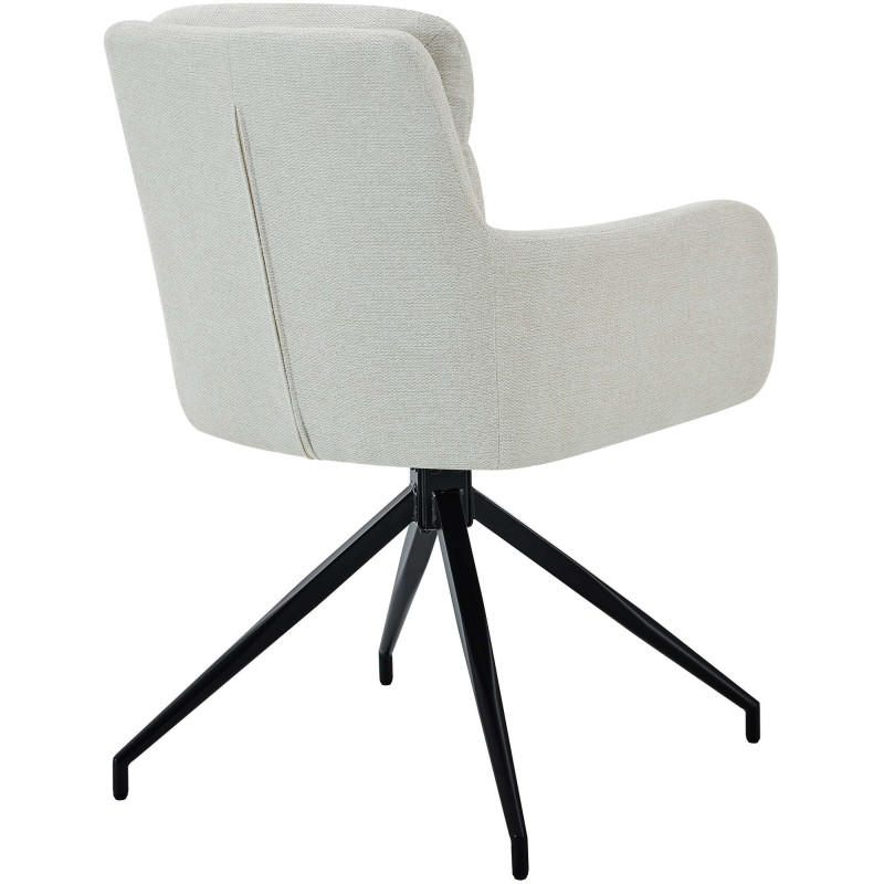 Fauteuil de table moderne pivotant en Tissu Blanc crème Métal Noir Xanten - 2