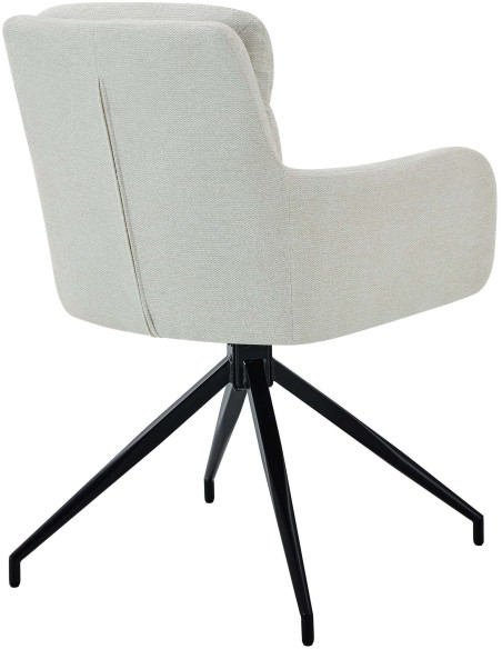 Fauteuil de table moderne pivotant en Tissu Blanc crème Métal Noir Xanten - 2