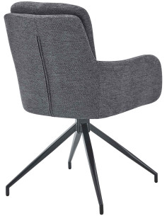 Fauteuil de table pivotant moderne chic en Tissu Gris foncé Métal Noir Lasko - 2