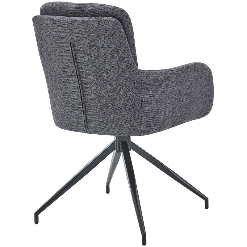 Fauteuil de table pivotant moderne chic en Tissu Gris foncé Métal Noir Lasko - 2