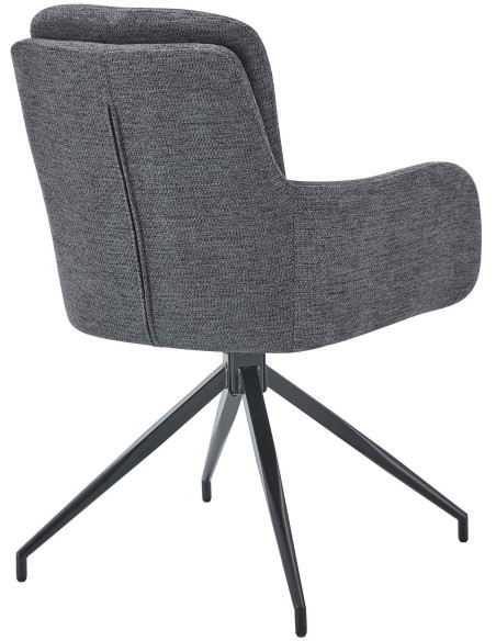 Fauteuil de table pivotant moderne chic en Tissu Gris foncé Métal Noir Lasko - 2