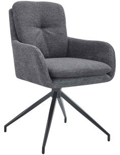 Fauteuil de table pivotant moderne chic en Tissu Gris foncé Métal Noir Lasko - 1