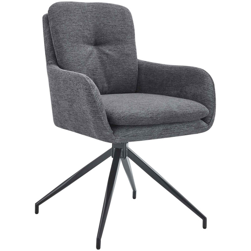 Fauteuil de table pivotant moderne chic en Tissu Gris foncé Métal Noir Lasko - 1