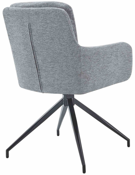 Fauteuil de table pivotant moderne chic en Tissu Gris Métal Noir Lasko - 2
