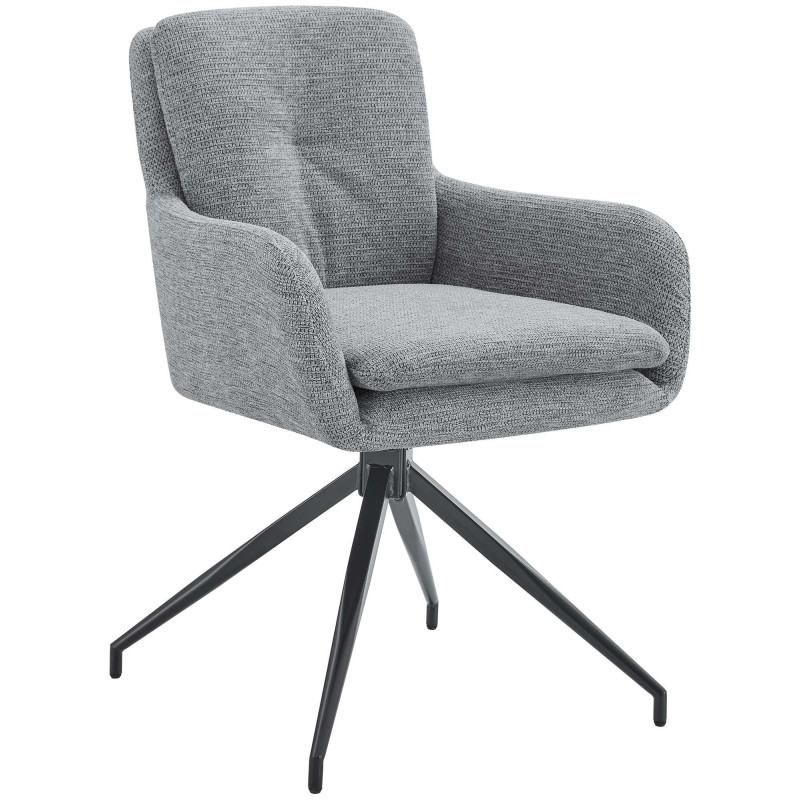 Fauteuil de table pivotant moderne chic en Tissu Gris Métal Noir Lasko - 1