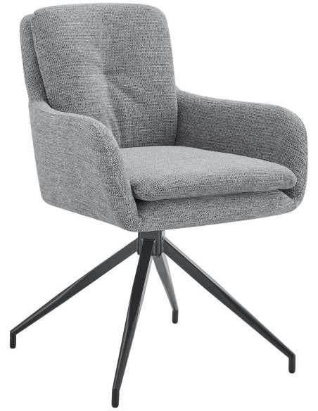 Fauteuil de table pivotant moderne chic en Tissu Gris Métal Noir Lasko - 1