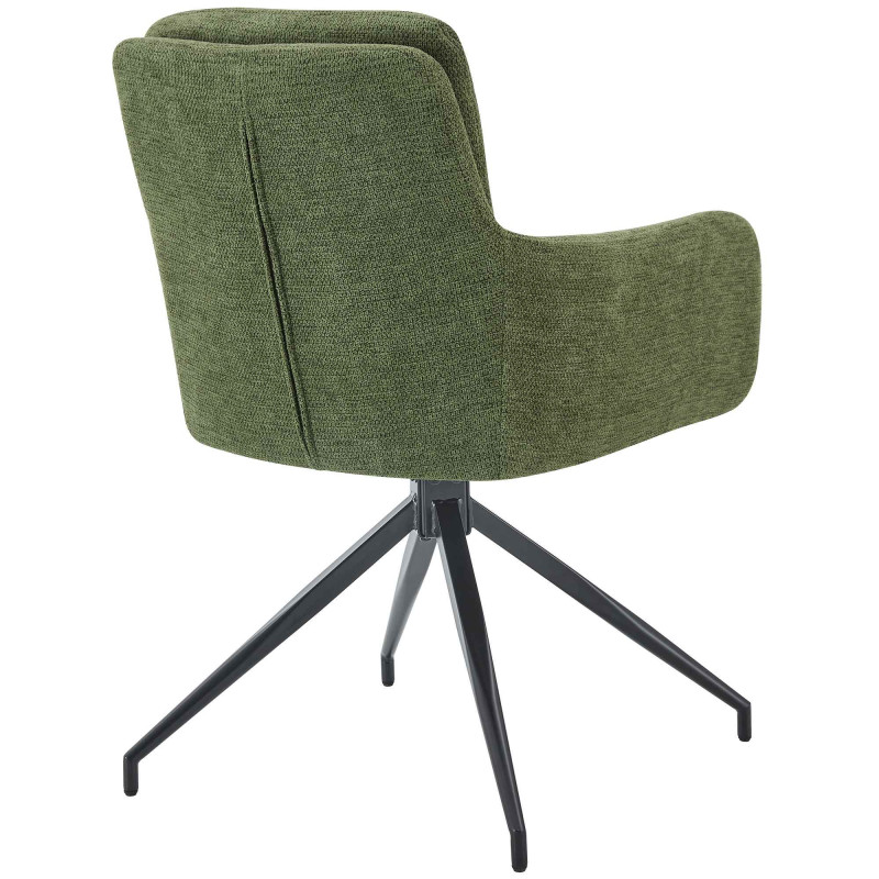 Fauteuil de table pivotant moderne chic en Tissu Vert Métal Noir Lasko - 2