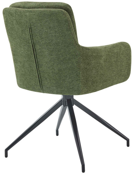 Fauteuil de table pivotant moderne chic en Tissu Vert Métal Noir Lasko - 2