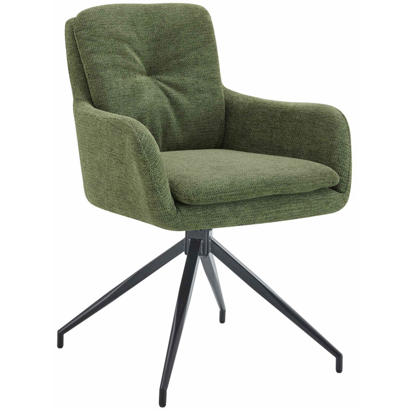 Fauteuil de table pivotant moderne chic en Tissu Vert Métal Noir Lasko - 1