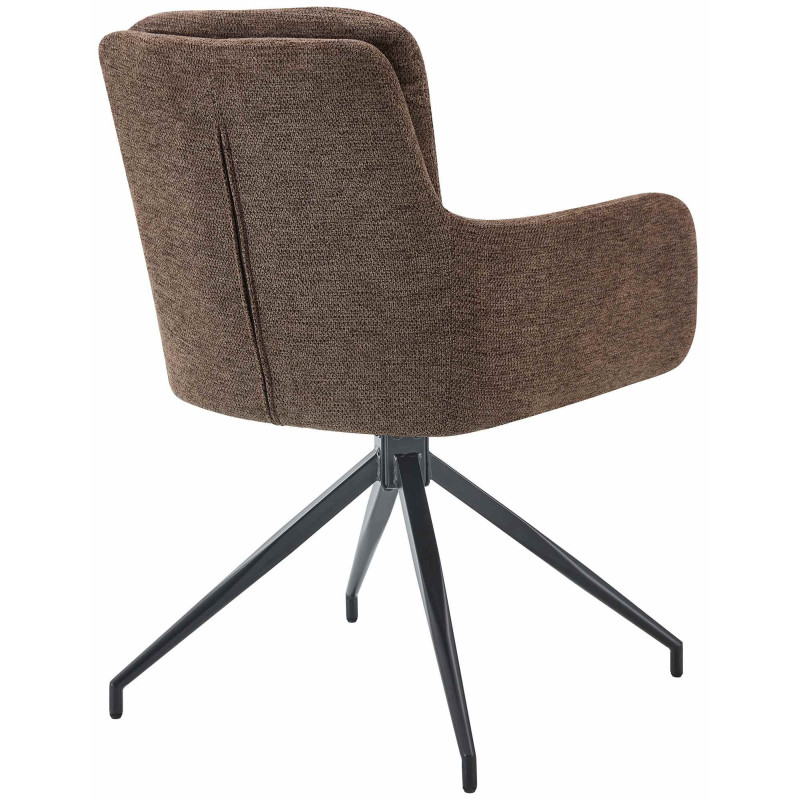 Fauteuil de table pivotant moderne chic en Tissu Marron Métal Noir Lasko - 2