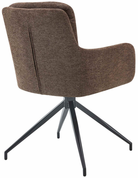 Fauteuil de table pivotant moderne chic en Tissu Marron Métal Noir Lasko - 2