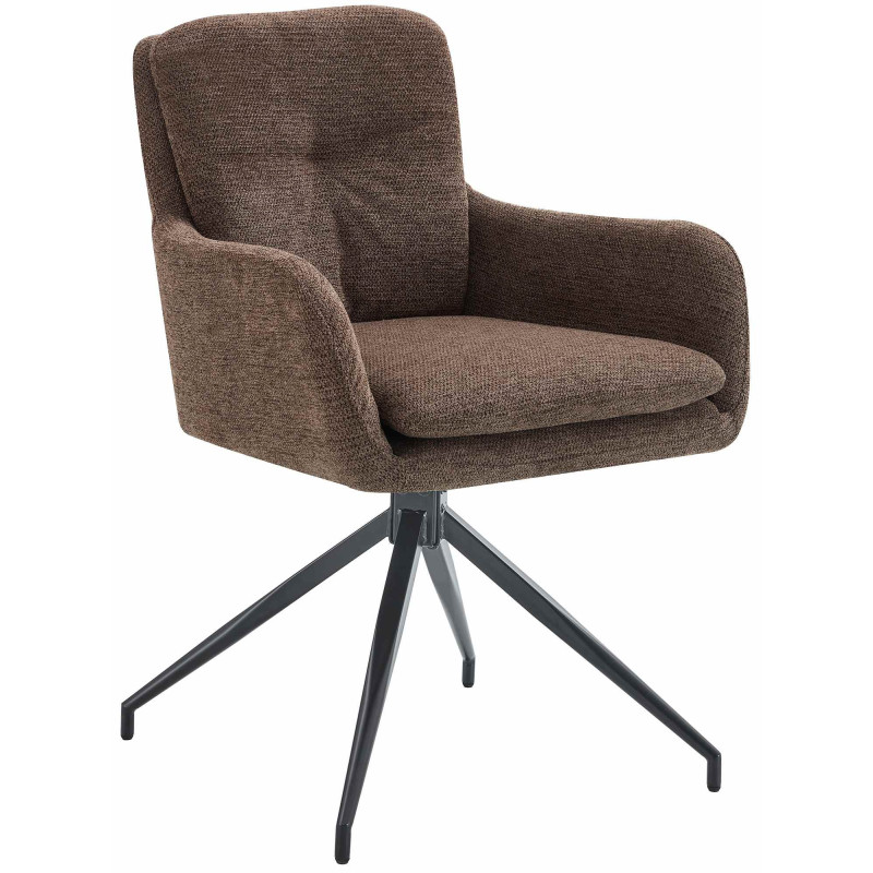 Fauteuil de table pivotant moderne chic en Tissu Marron Métal Noir Lasko - 1