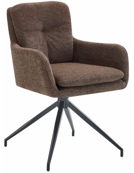 Fauteuil de table pivotant moderne chic en Tissu Marron Métal Noir Lasko - 1