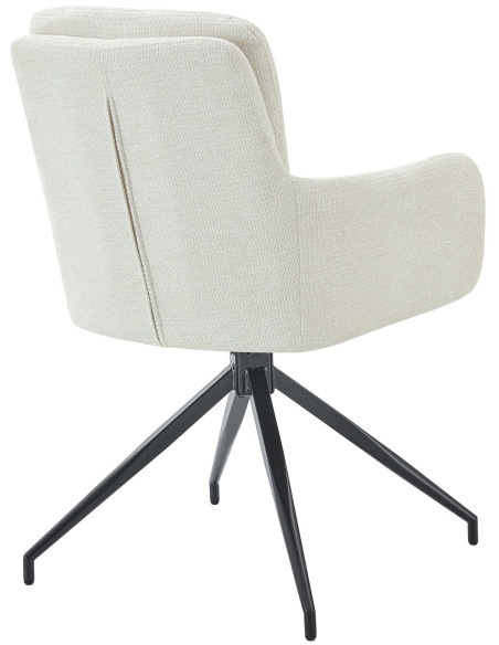Fauteuil de table pivotant moderne chic en Tissu Blanc crème Métal Noir Lasko - 2
