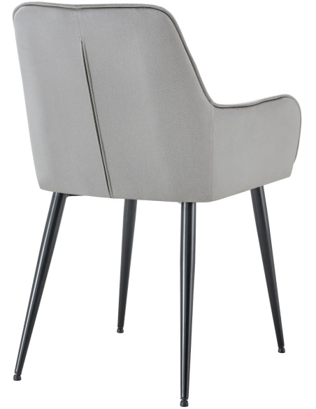 Fauteuil de table capitonné moderne en Velours Gris clair Métal Noir Wexford - 2
