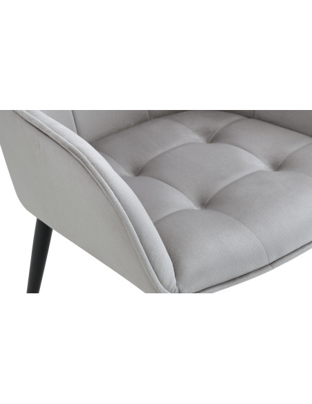 Fauteuil de table capitonné moderne en Velours Gris clair Métal Noir Wexford - 3