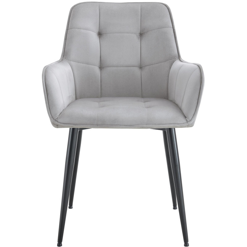 Fauteuil de table capitonné moderne en Velours Gris clair Métal Noir Wexford - 4