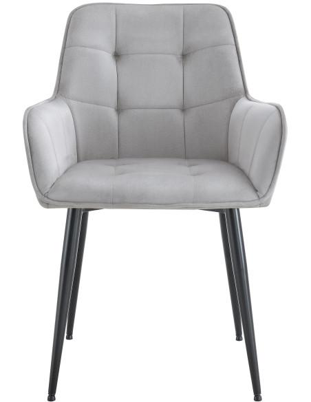 Fauteuil de table capitonné moderne en Velours Gris clair Métal Noir Wexford - 4