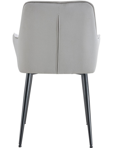 Fauteuil de table capitonné moderne en Velours Gris clair Métal Noir Wexford - 5
