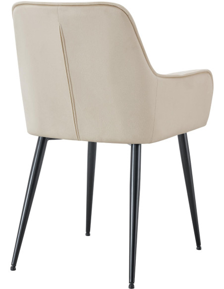 Fauteuil de table capitonné moderne en Velours Blanc crème Métal Noir Wexford - 2