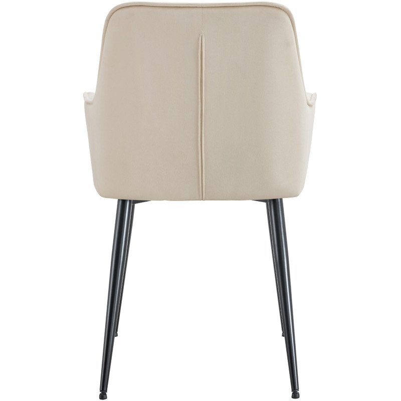 Fauteuil de table capitonné moderne en Velours Blanc crème Métal Noir Wexford - 5