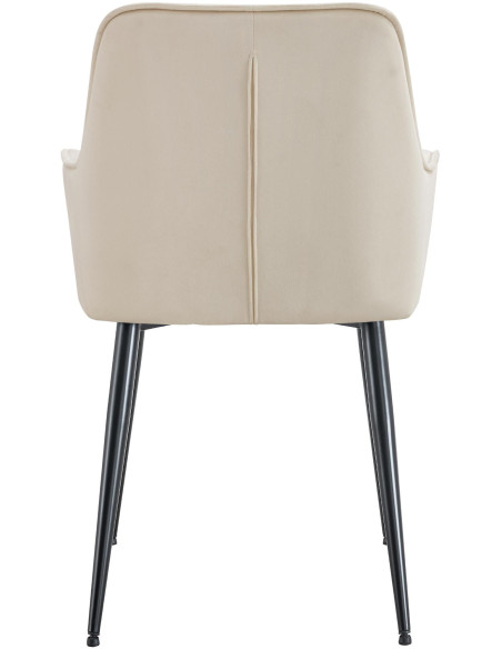 Fauteuil de table capitonné moderne en Velours Blanc crème Métal Noir Wexford - 5