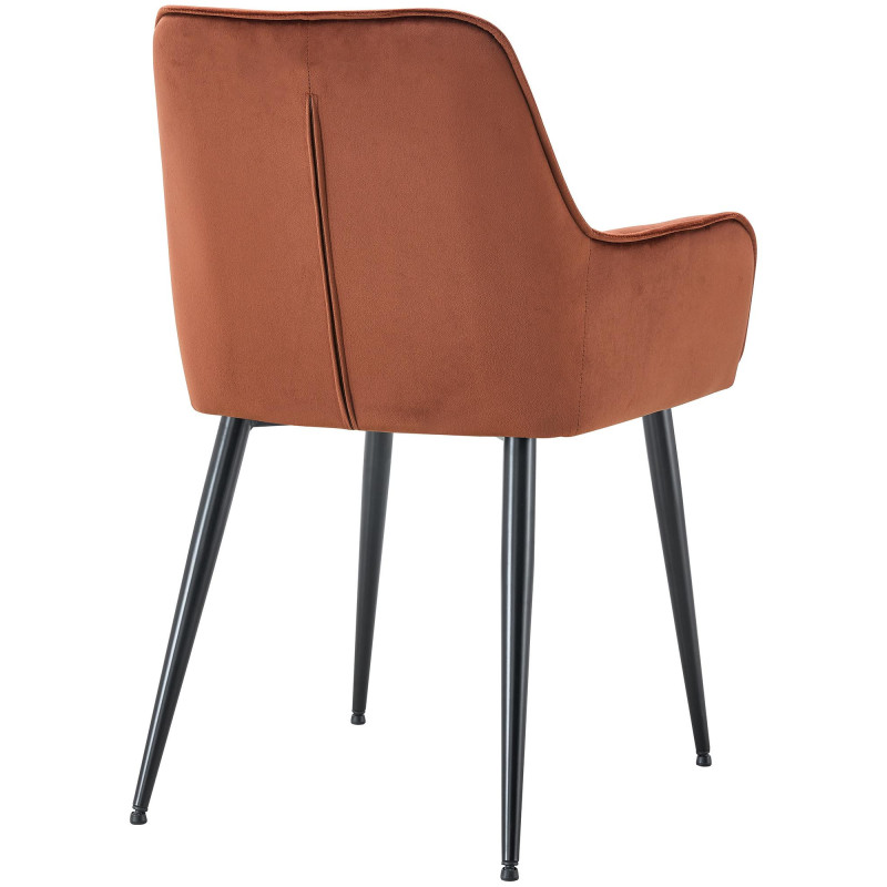 Fauteuil de table capitonné moderne en Velours Marron Métal Noir Wexford - 2
