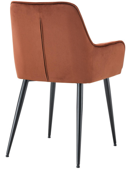 Fauteuil de table capitonné moderne en Velours Marron Métal Noir Wexford - 2