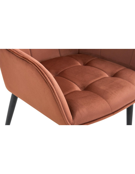 Fauteuil de table capitonné moderne en Velours Marron Métal Noir Wexford - 3