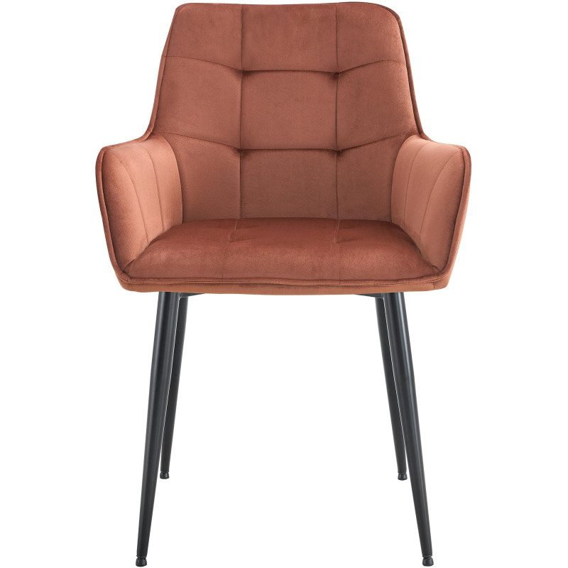 Fauteuil de table capitonné moderne en Velours Marron Métal Noir Wexford - 4