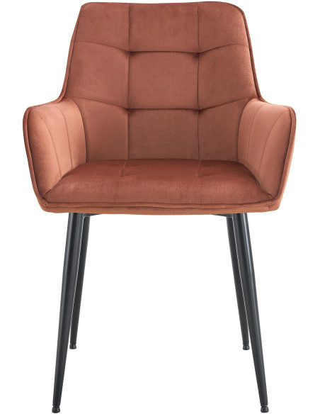 Fauteuil de table capitonné moderne en Velours Marron Métal Noir Wexford - 4