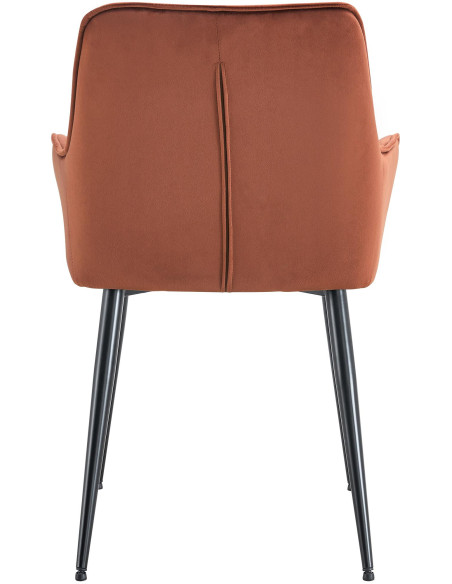 Fauteuil de table capitonné moderne en Velours Marron Métal Noir Wexford - 5