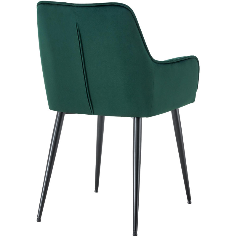Fauteuil de table capitonné moderne en Velours Vert foncé Métal Noir Wexford - 2