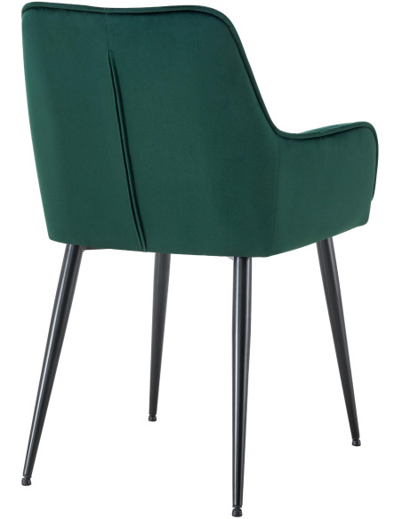 Fauteuil de table capitonné moderne en Velours Vert foncé Métal Noir Wexford - 2