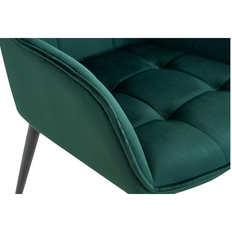 Fauteuil de table capitonné moderne en Velours Vert foncé Métal Noir Wexford - 3