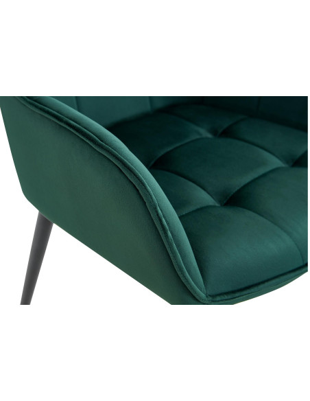 Fauteuil de table capitonné moderne en Velours Vert foncé Métal Noir Wexford - 3