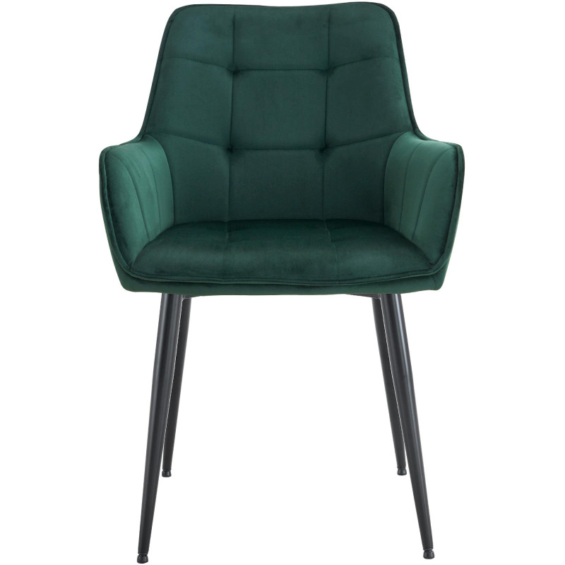 Fauteuil de table capitonné moderne en Velours Vert foncé Métal Noir Wexford - 4